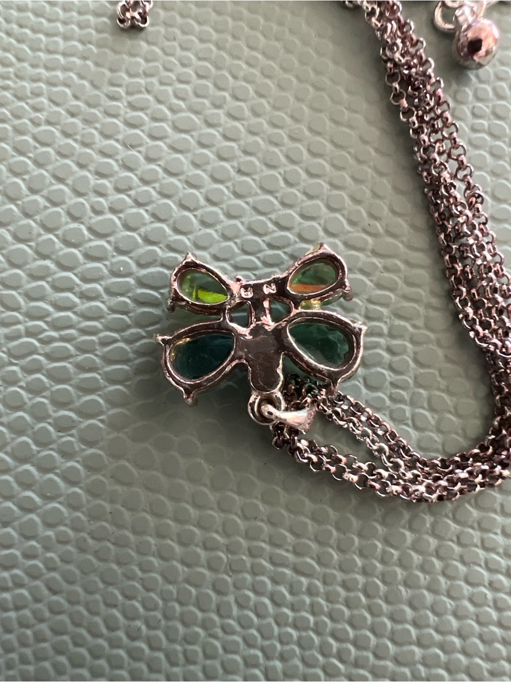 Avon Butterfly Green Crystal Pendant Necklace. Dbl strand. NIB. Pretty!!! - Picture 4 of 8